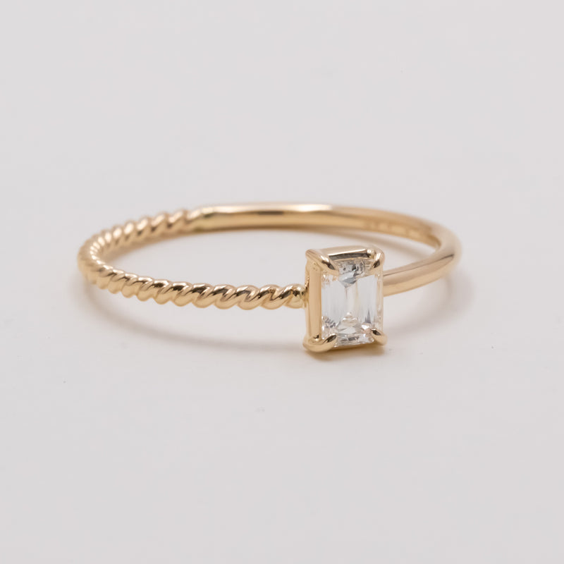 Emerald cut diamond harmony ring