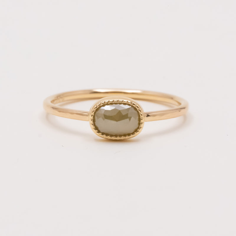 Beige Oval Diamond Ring