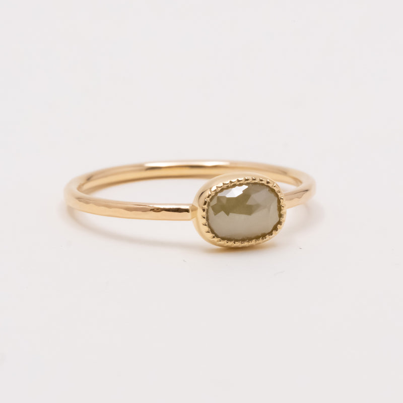 Beige Oval Diamond Ring