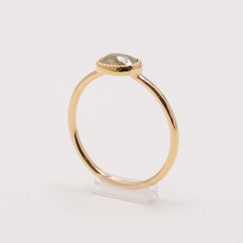 Beige Oval Diamond Ring