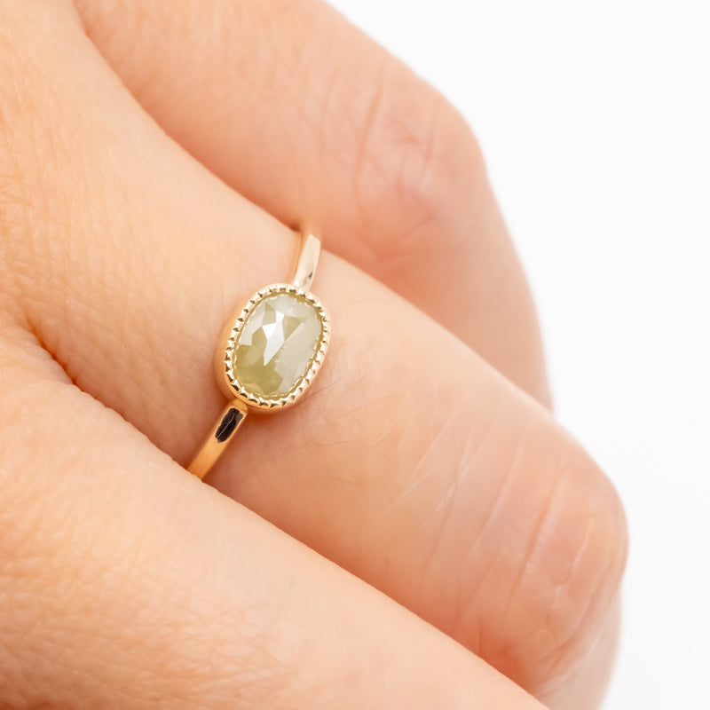 Beige Oval Diamond Ring