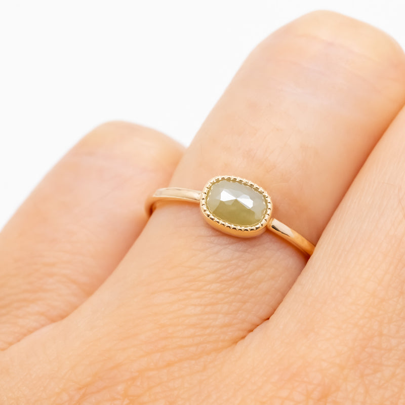 Beige Oval Diamond Ring