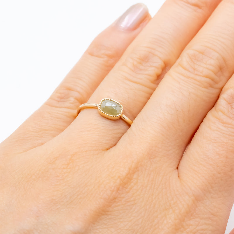 Beige Oval Diamond Ring