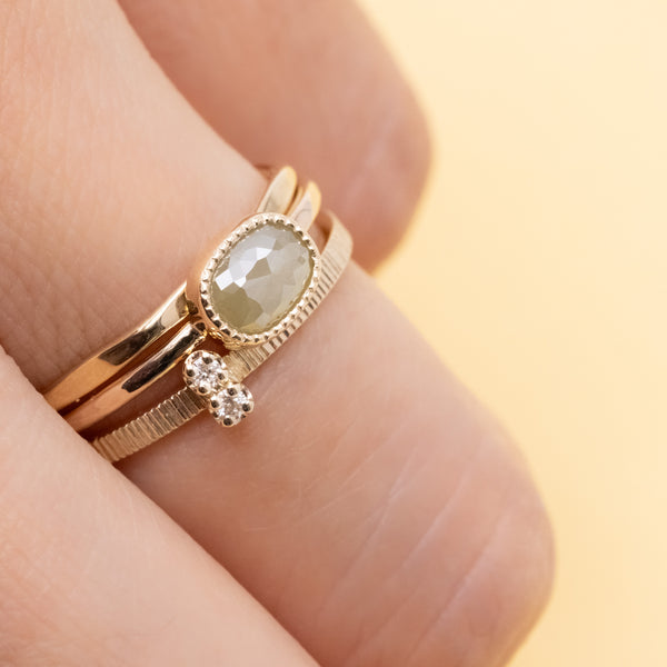 Beige Oval Diamond Ring