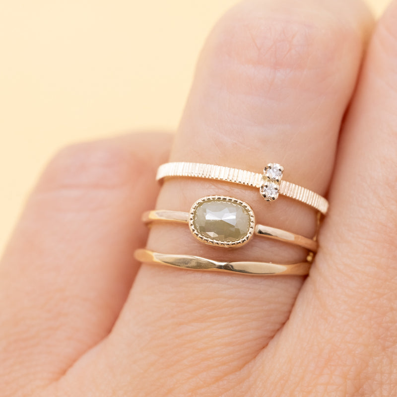 Beige Oval Diamond Ring