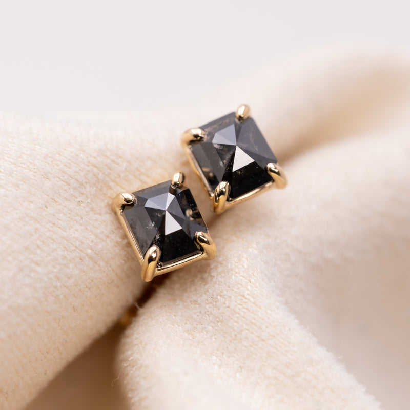 Black Diamond Square Earrings