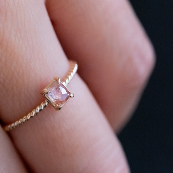 Candy Pink Square Diamond Ring