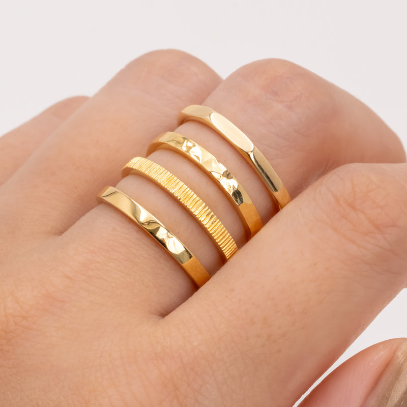 Hammered Square Ring 2mm