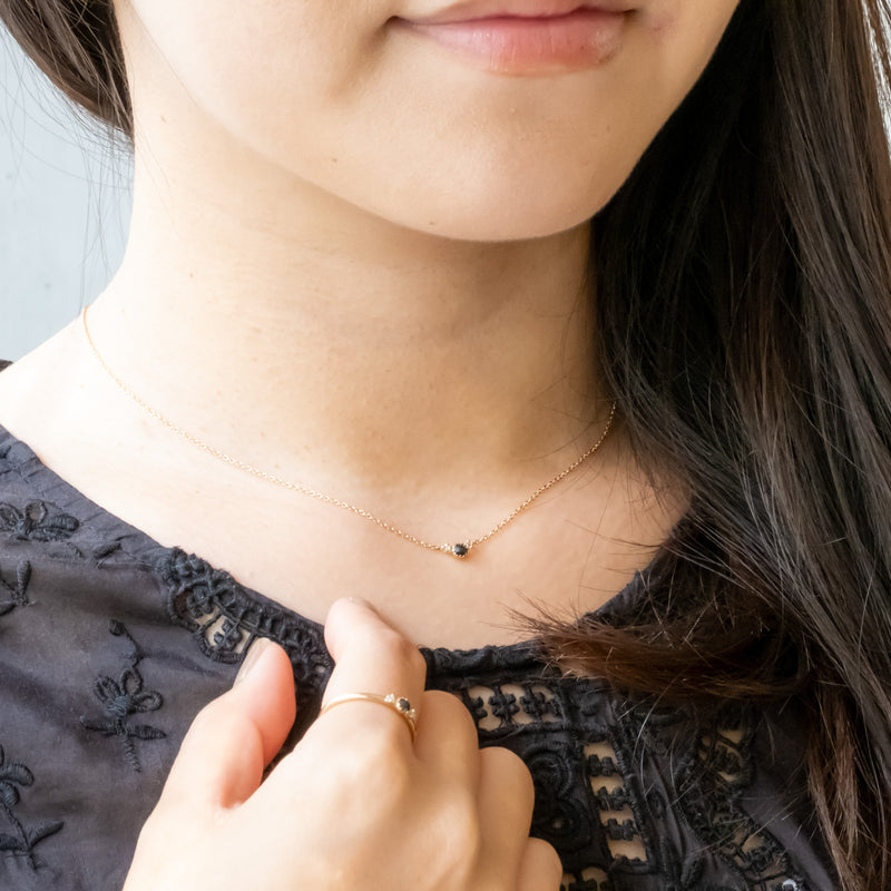 Littlest bouquet black diamond necklace