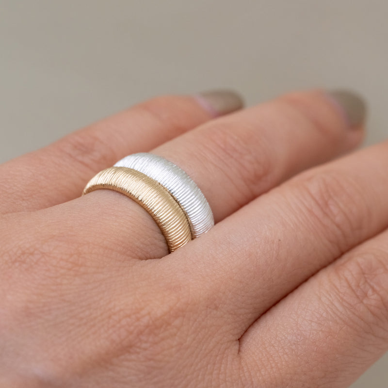 Milled Dome Ring Wide Silver