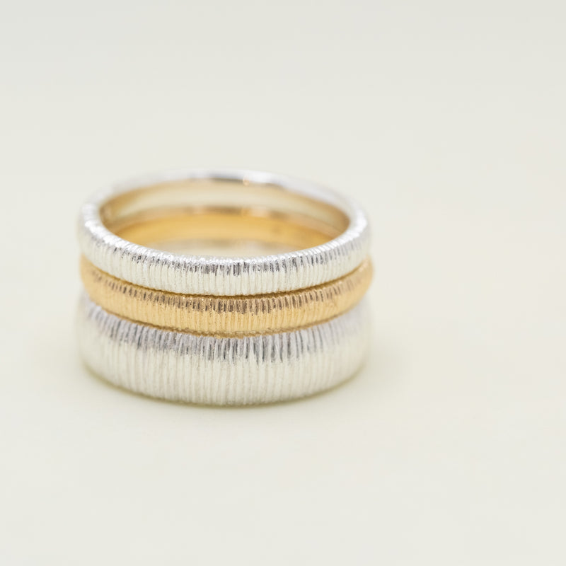 Milled Dome Ring Wide Silver