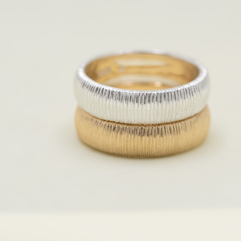 Milled Dome Ring Wide 18K