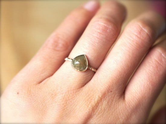 Brown Olive Diamond Ring