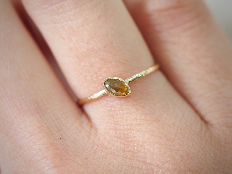 Orange Dahlia Petal Diamond Ring