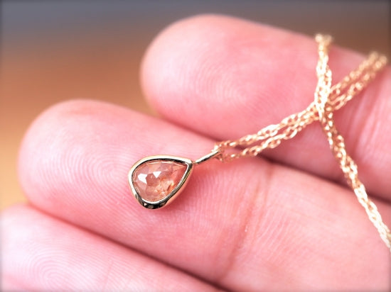 Pink Beige Drop Diamond Necklace