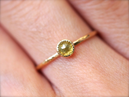 A Dew Drop Diamond Prong Ring