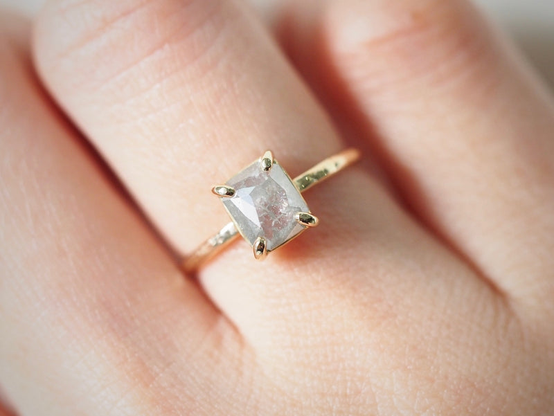 Ice Gray Diamond Prong Ring