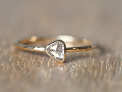 Old Rose Cut Drop Diamond Ring