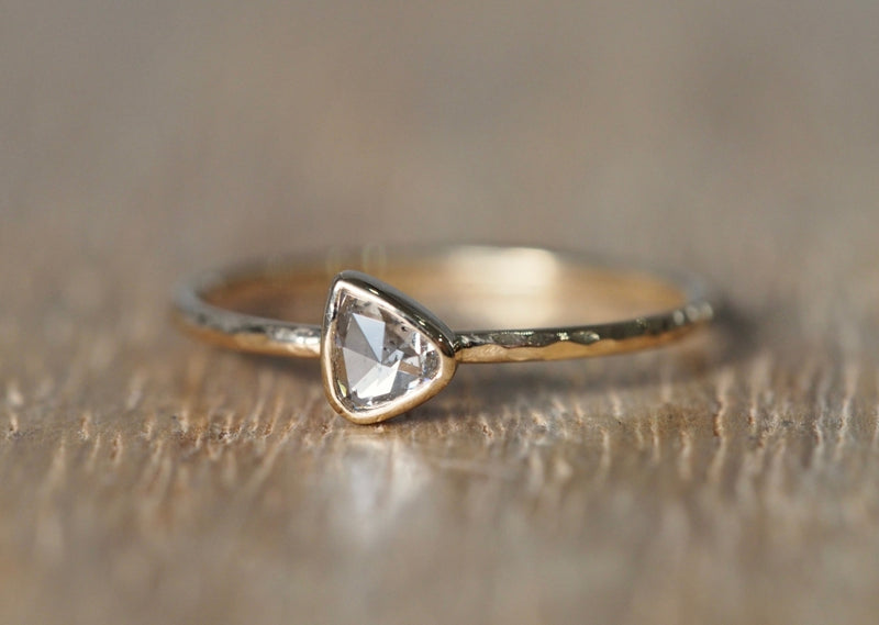 Old Rose Cut Drop Diamond Ring