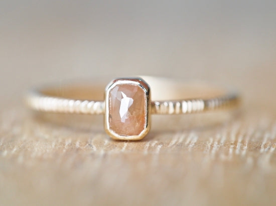 Coral Pink Baby Diamond Ring
