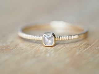 Baby Square Silver Diamond Ring