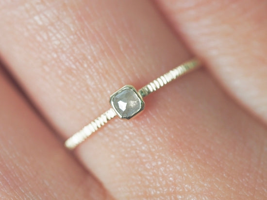 Baby Square Silver Diamond Ring