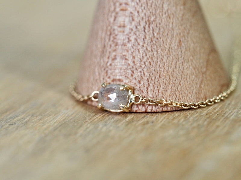 Baby Pink Oval Diamond Prong Bracelet