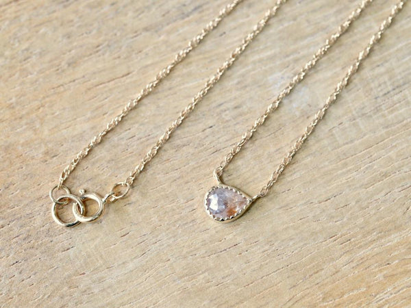Pink Beige Drop Diamond Necklace