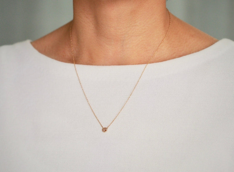 Pink Beige Drop Diamond Necklace