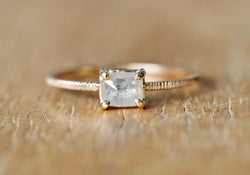 Veil White Square Diamond Ring