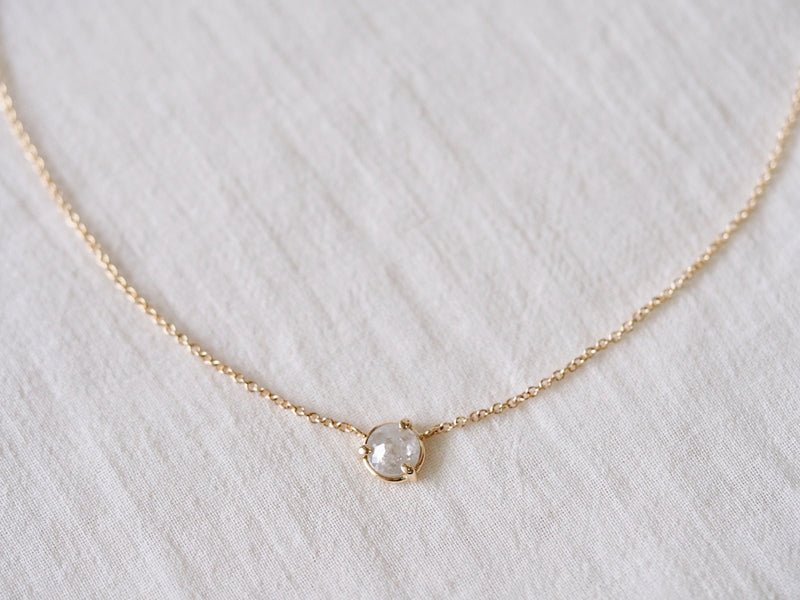 Silver White Round Diamond Necklace