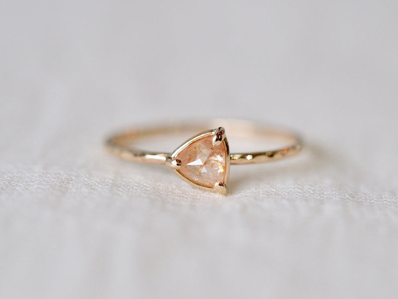 Triangle Pink Beige Diamond Ring