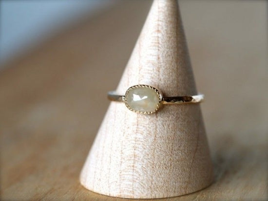 Milk Tea Oval Diamond Ring