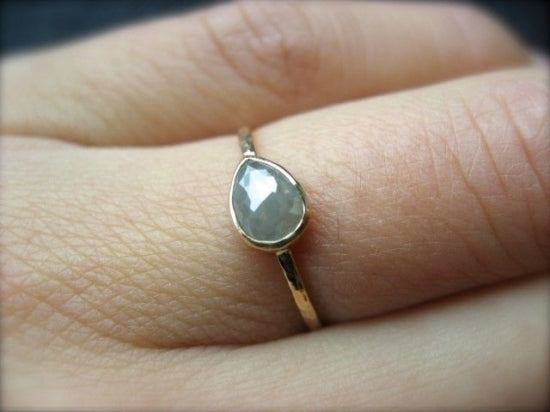 Ice Gray Tear Diamond Ring