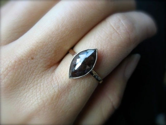 Deep Brown Marquis Diamond Ring
