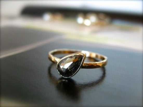 Midnight Black Tear Diamond Ring