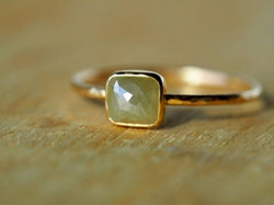Opal Green Square Diamond Ring