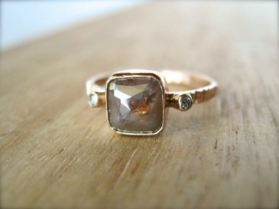 Brown Marble Diamond Ring