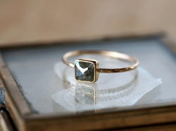 Stone Gray Square Diamond Ring