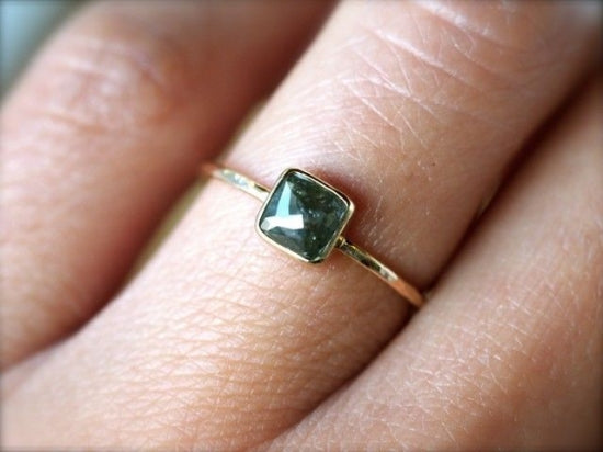 Stone Gray Square Diamond Ring