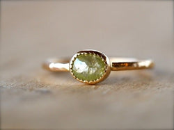 Lime Green Oval Diamond Ring