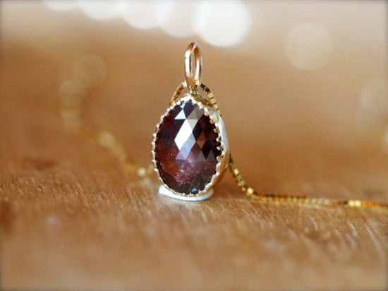 Burgundy Drop Diamond Necklace