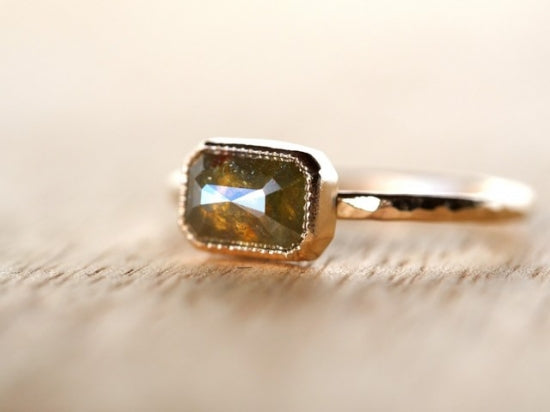 Green Shadow Baguette Diamond Ring