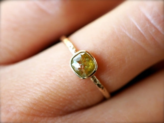Emerald Green Diamond Ring