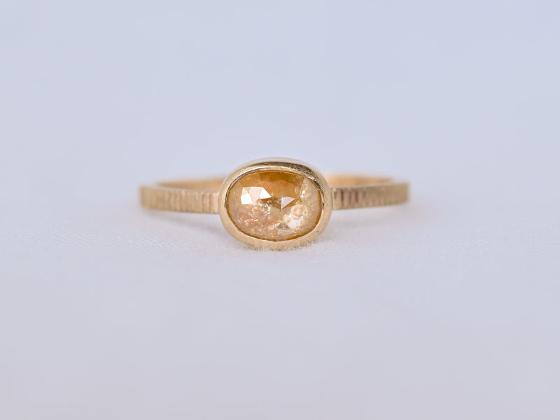 Frosted Bezel Diamond Ring Apricot Oval