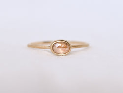 Frosted Bezel Diamond Ring Pink Shell Oval
