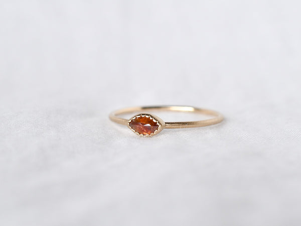 Frosted Bezel Diamond Ring Deep Red Marquee