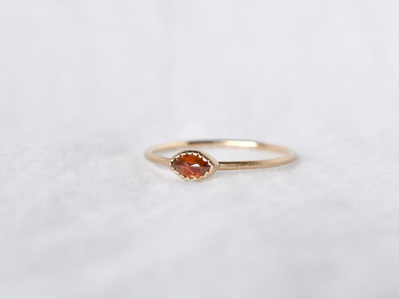 Frosted Bezel Diamond Ring Deep Red Marquee