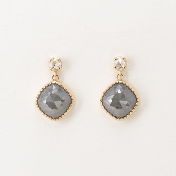 Charcoal Grey Diamond Drop Earrings