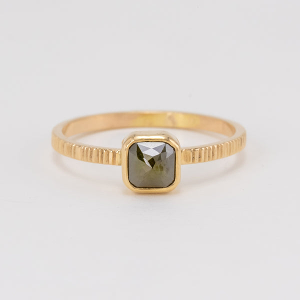 Deep Green Square Diamond Ring